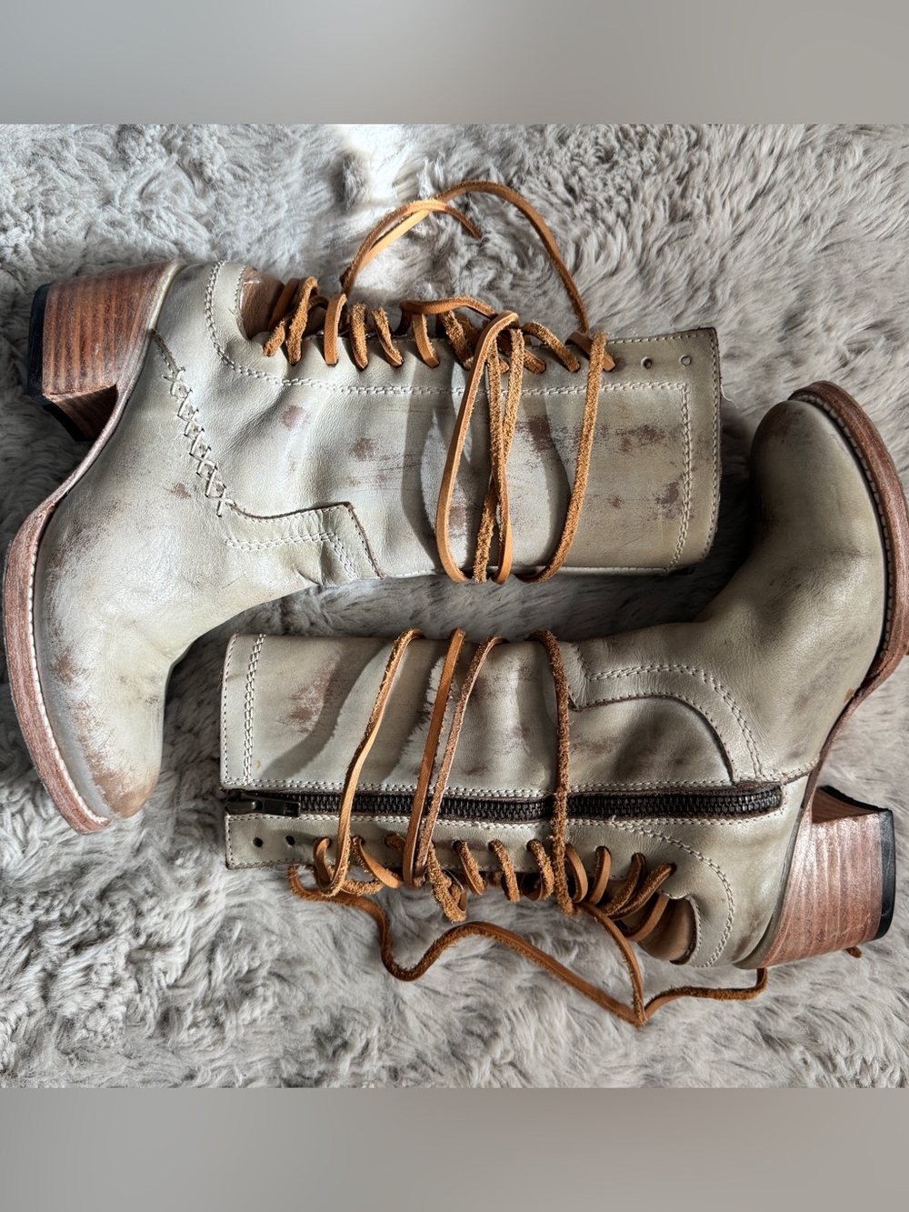 Freebird Coble Ice Gray Leather Boots, Size 6, Like New